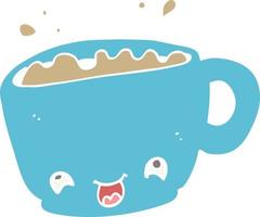 vlak kleur stijl tekenfilm kop van koffie vector