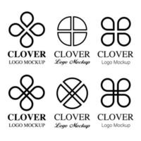 Klaver blad logo set. vier bladeren icoon verzameling. klaver fabriek. heilige Patrick dag, Ierland symbool.silhouetten van bloemen. sjabloon teken mockup vector illustratie