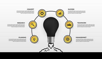 het opstarten van gloeilampenzaken opstarten infographic vector