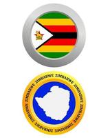 knop net zo een symbool Zimbabwe vlag en kaart Aan een wit achtergrond vector