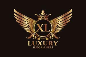 luxe Koninklijk vleugel brief xl kam goud kleur logo vector, zege logo, kam logo, vleugel logo, vector logo sjabloon.