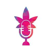 hennep podcast vector logo ontwerp. podcast logo met hennep blad vector sjabloon.