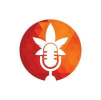 hennep podcast vector logo ontwerp. podcast logo met hennep blad vector sjabloon.