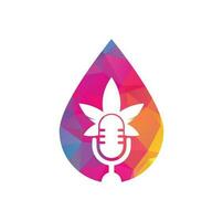 hennep podcast laten vallen vorm concept vector logo ontwerp. podcast logo met hennep blad vector sjabloon.