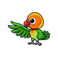 schattig weinig papegaai tekenfilm golvend hand- vector