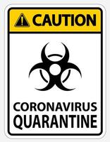 geel, zwart '' let op coronavirus quarantaine '' teken vector