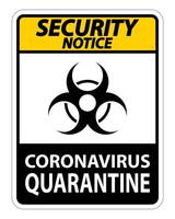 '' veiligheidsmelding coronavirus quarantaine '' teken vector