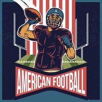 retro poster van Amerikaans voetbal gooien een pass vector