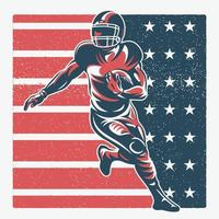 American football-speler op de vlag van Amerika vector