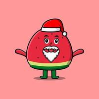 schattig tekenfilm karakter watermeloen de kerstman claus vector