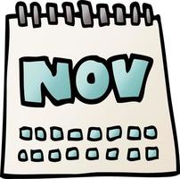 tekenfilm tekening kalender tonen maand van november vector