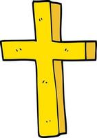 tekenfilm tekening van een goud kruis vector