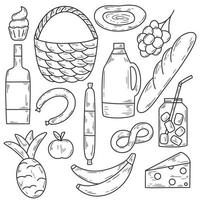 picknick voedsel tekening reeks vector