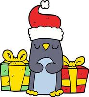 schattige kerstpinguïn vector