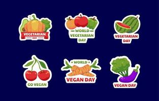 wereld vegetarisch dag sticker reeks vector