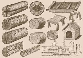 Vintage Hout Logs vector