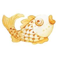 waterverf tekening. Japans traditioneel gouden karper. gouden vis Chinese nieuw jaar vector