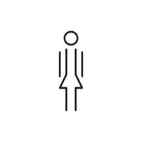 vrouw lineair icoon. vrouw teken voor toilet. meisje wc pictogram voor badkamer. vector toilet symbool geïsoleerd