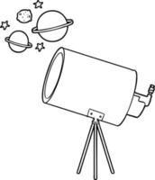 tekenfilm telescoop op zoek Bij planeten vector