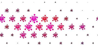 lichtroze vector achtergrond met covid-19 symbolen.