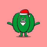 schattig tekenfilm karakter cactus de kerstman claus vector