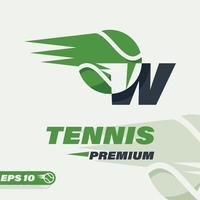 tennis bal alfabet w logo vector