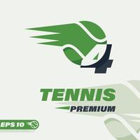 tennis bal numeriek 4 logo vector