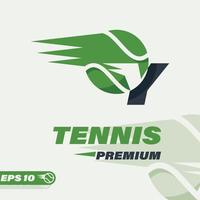 tennis bal alfabet y logo vector