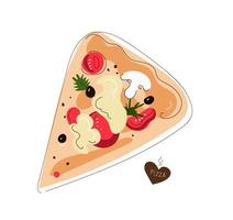 stuk van heet pizza met Mozzarella kaas, Indisch voedsel, vector tekening illustratie