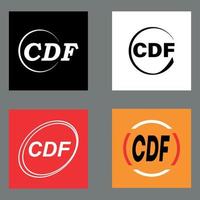 cdf brief logo ontwerp gekoppeld met cirkel en hoofdletters monogram logo met verschillend stijlen en kleuren. vector