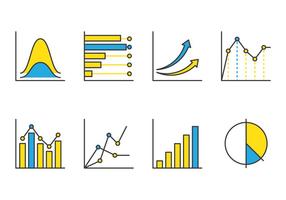 Bell curve line icons vector