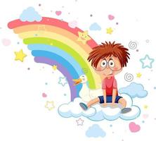 gelukkig kinderen Aan regenboog vector