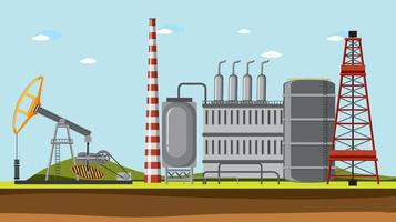 olie-industrie fabriek cartoon ontwerp vector