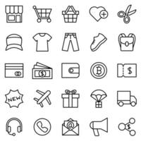 lijn icon set voor kleding e-commerce website vector