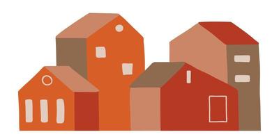 abstract decoratief hand- getrokken huizen. stad straat vlak vector illustratie