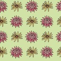 naadloos patroon met roze en geel bloemen Aan groen achtergrond. vector afbeelding.