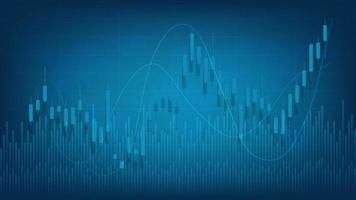 economie situatie concept. financieel bedrijf statistieken met bar diagram en kandelaar tabel tonen voorraad markt prijs en valuta uitwisseling Aan donker groen achtergrond vector