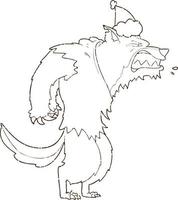 Kerstmis weerwolf houtskool tekening vector