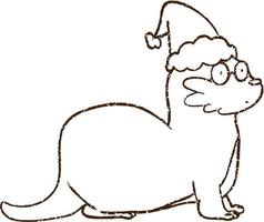 Kerstmis Otter houtskool tekening vector