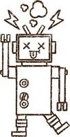 gebroken robot houtskool tekening vector