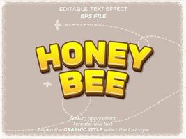 honing bij tekst effect, doopvont bewerkbaar, typografie, 3d tekst. vector sjabloon