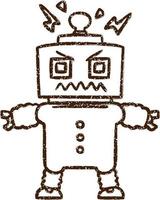 boos robot houtskool tekening vector