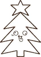kerstboom houtskooltekening vector