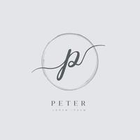elegant eerste brief type p logo met geborsteld cirkel vector