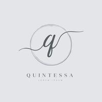 elegant eerste brief type q logo met geborsteld cirkel vector