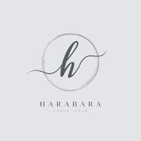 elegant eerste brief type h logo met geborsteld cirkel vector