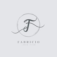 elegant eerste brief type f logo met geborsteld cirkel vector