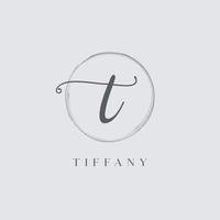 elegant eerste brief type t logo met geborsteld cirkel vector