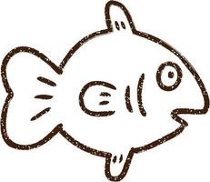 verrast vis houtskool tekening vector