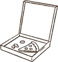 laatste pizza plak houtskool tekening vector
